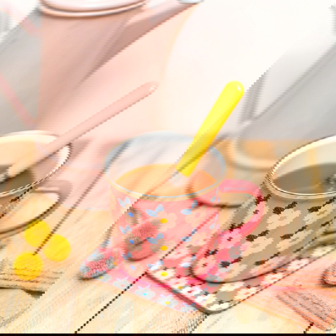 Enamel Mug & Coaster Set - Rose Pink Matching -Enamelhappy Pink