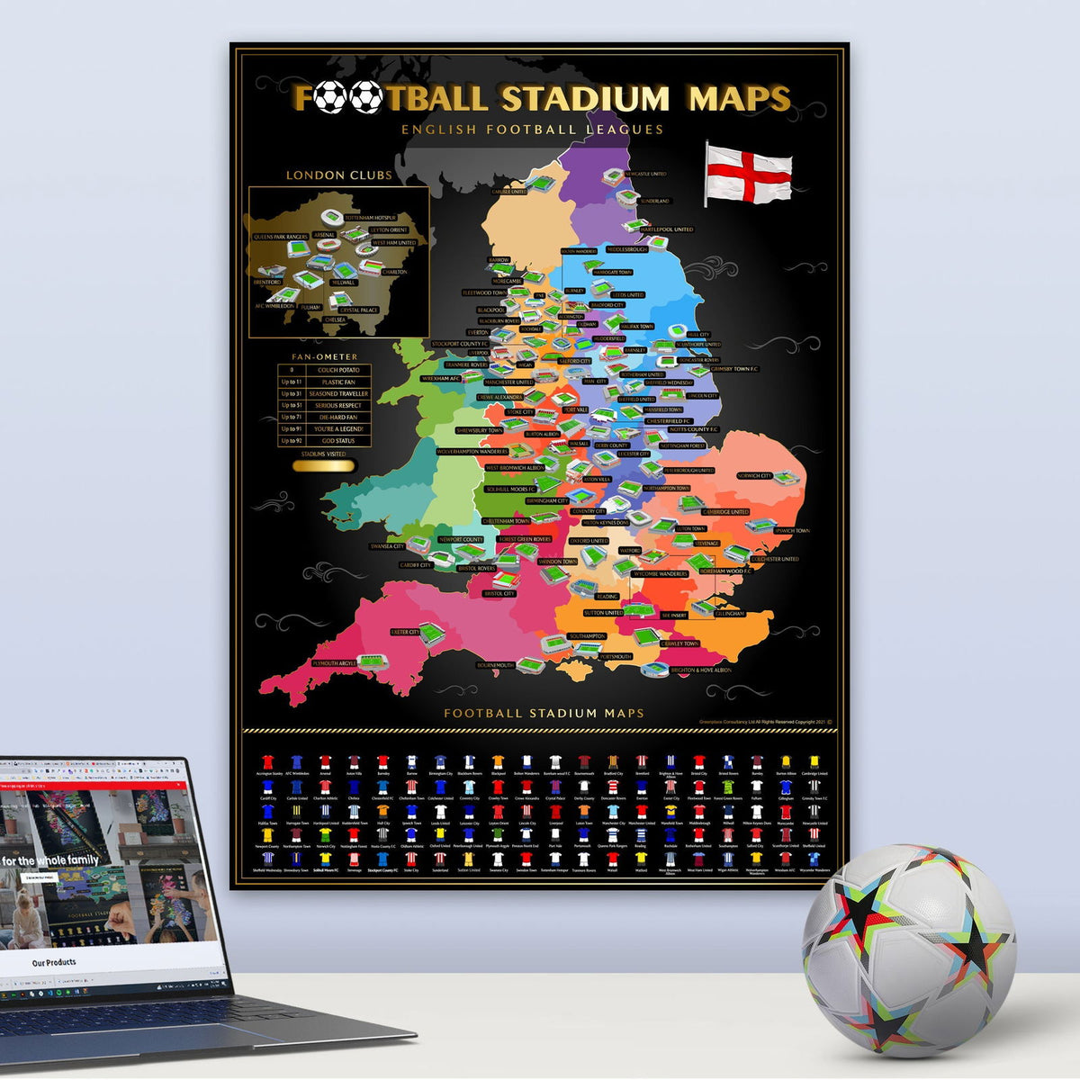 England Football Stadium Scratch Off Map