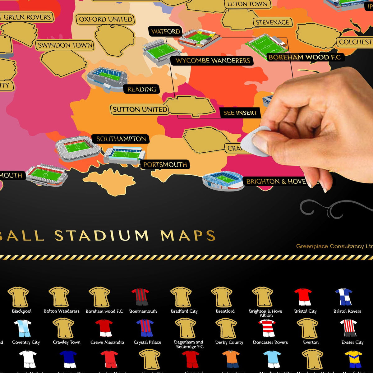 England Football Stadium Scratch Off Map