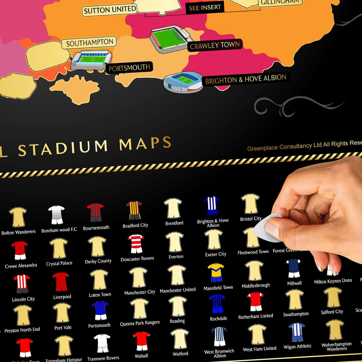 England Football Stadium Scratch Off Map