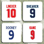 England Retro Striker Legends Football Coasters - Set of 4