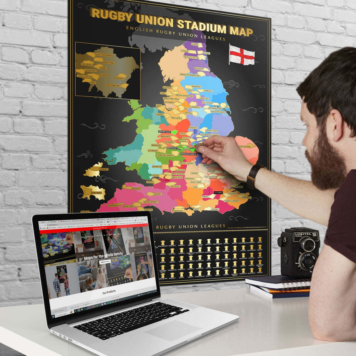 English Rugby Union Scratch Off Map