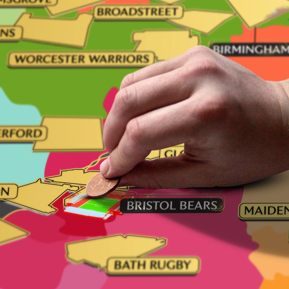 English Rugby Union Scratch Off Map