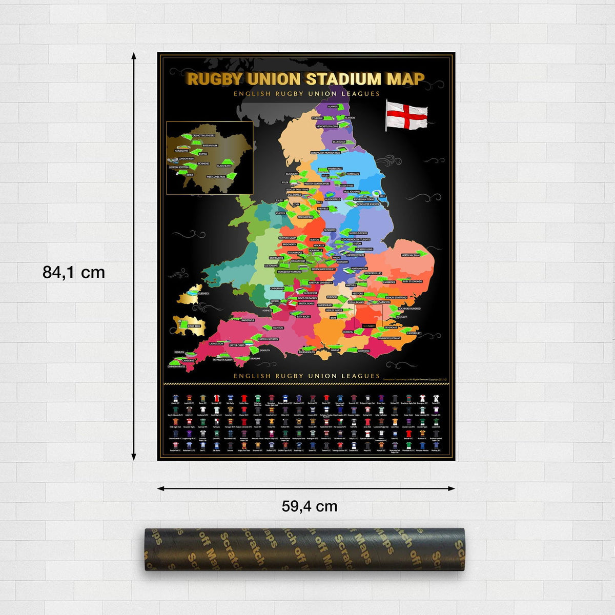 English Rugby Union Scratch Off Map