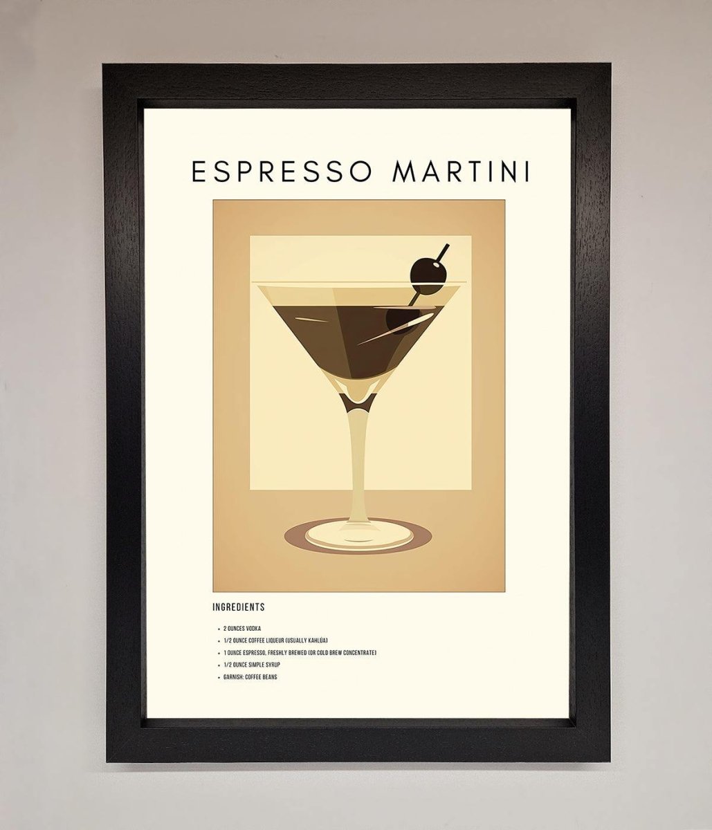 Espresso Martini Cocktail Framed Print Black