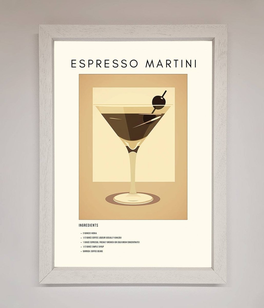 Espresso Martini Cocktail Framed Print White