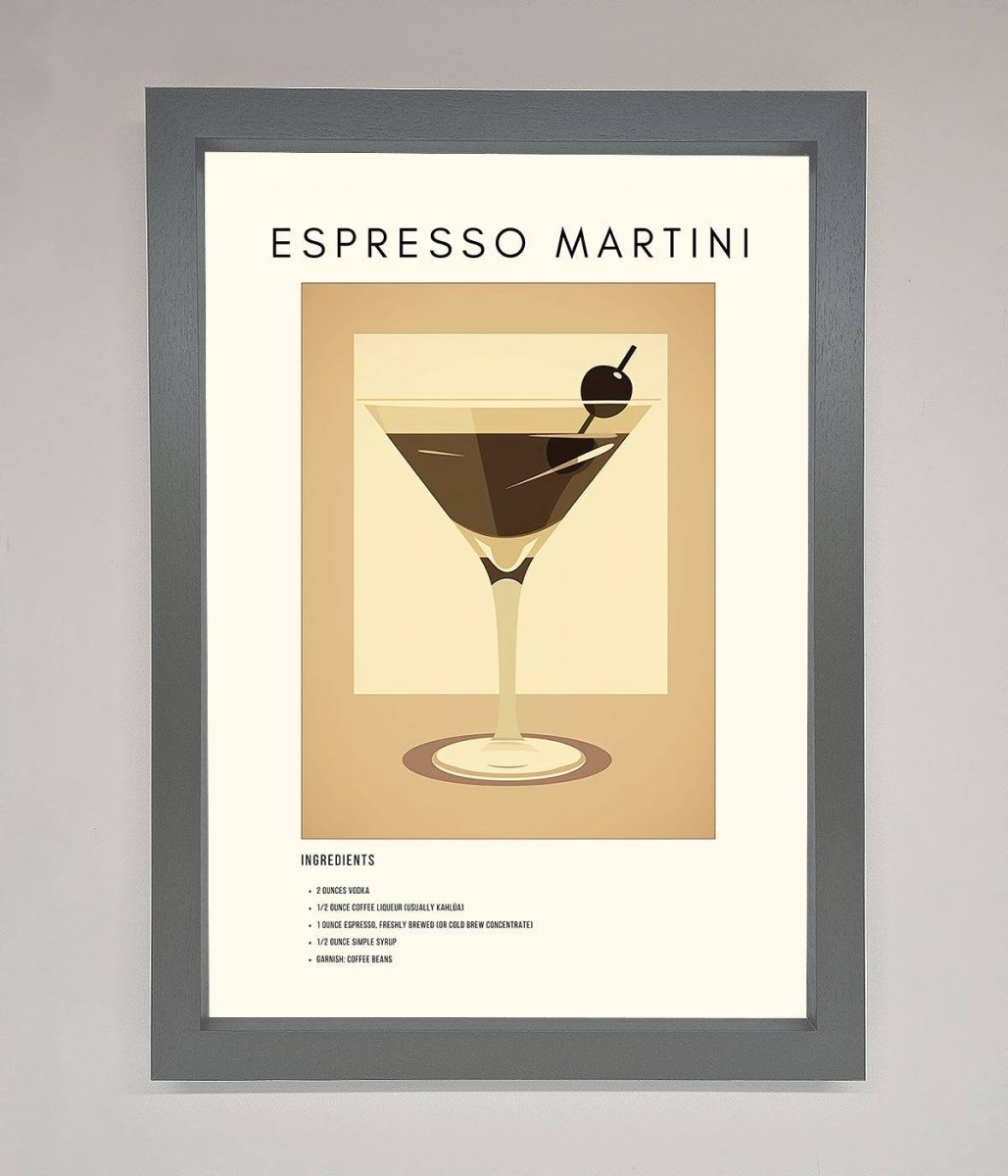 Espresso Martini Cocktail Framed Print Dark Grey