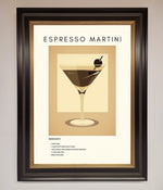 Espresso Martini Cocktail Framed Print Black Gold