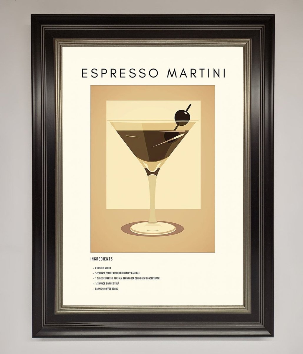 Espresso Martini Cocktail Framed Print Black Silver