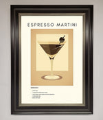 Espresso Martini Cocktail Framed Print Black Silver