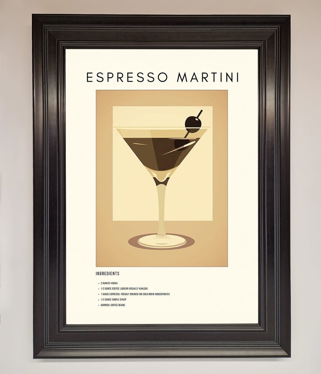 Espresso Martini Cocktail Framed Print Matt Black