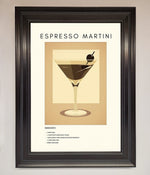 Espresso Martini Cocktail Framed Print Matt Black