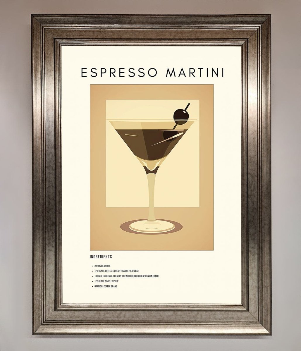 Espresso Martini Cocktail Framed Print Silver