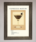 Espresso Martini Cocktail Framed Print Ornate Silver