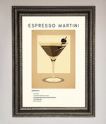 Espresso Martini Cocktail Framed Print Ornate Silver Black