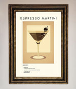 Espresso Martini Cocktail Framed Print Ornate Gold Black