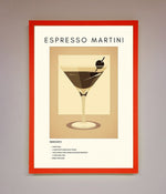 Espresso Martini Cocktail Framed Print Neon Red