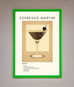 Espresso Martini Cocktail Framed Print Neon Dark Green