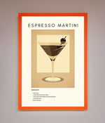Espresso Martini Cocktail Framed Print Neon Orange