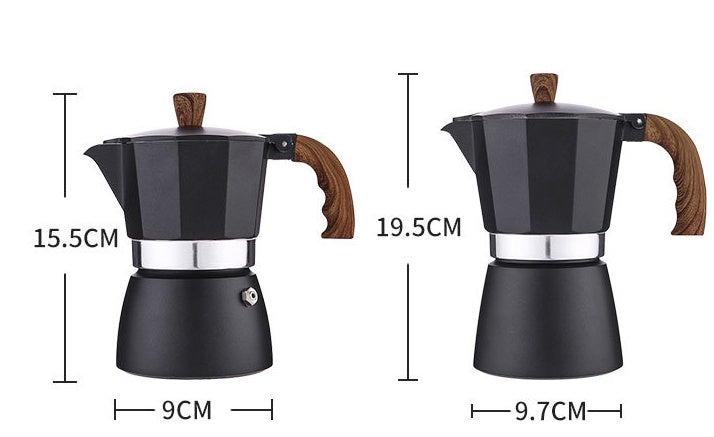 European Style Italian Mocha Coffee Pot - Aluminum, Long Handle, Multiple Colours