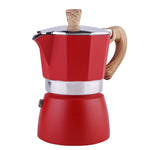 European Style Italian Mocha Coffee Pot - Aluminum, Long Handle, Multiple Colours Red