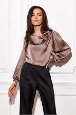 Evelyn Satin Blouse | Roco Fashion Brown