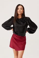 Evelyn Satin Blouse | Roco Fashion Black