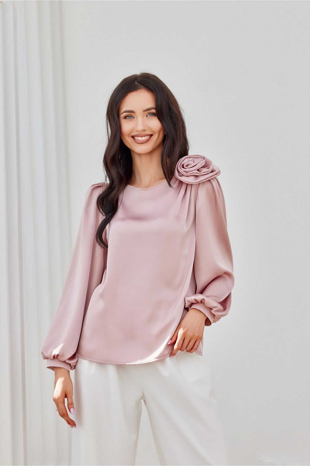 Evelyn Satin Blouse | Roco Fashion Pink