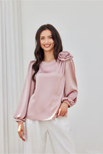 Evelyn Satin Blouse | Roco Fashion Pink