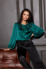 Evelyn Satin Blouse | Roco Fashion green
