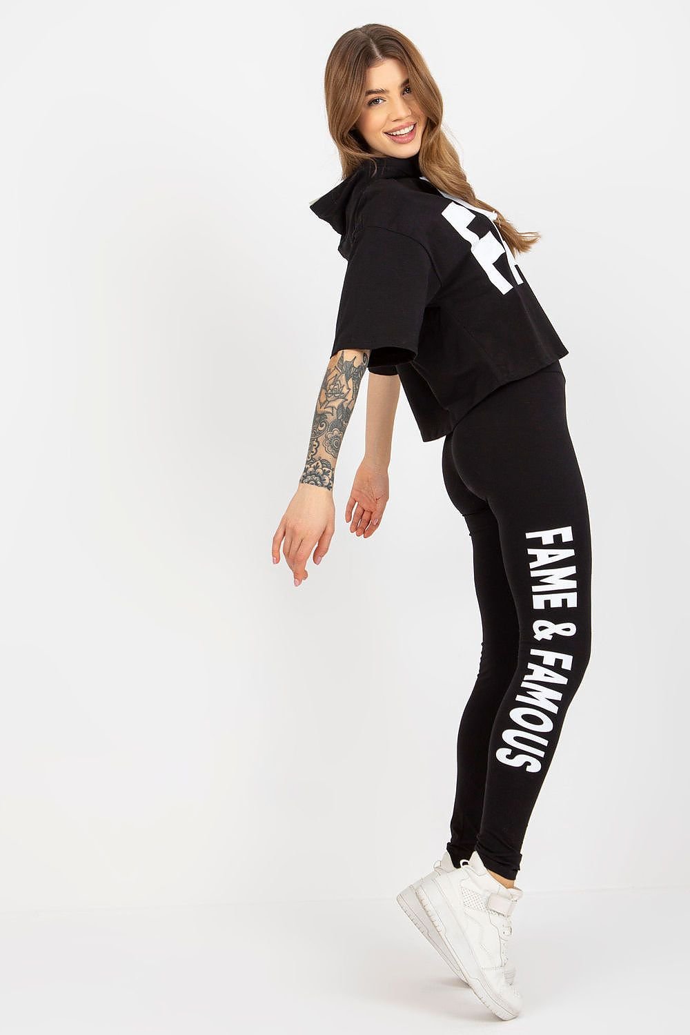 Ex Moda FAME Slogan Sweatshirt and Leggings Set