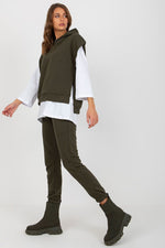 Ex Moda Loungewear Set with Blouse, Hooded Sweatshirt, and Tie-Waist Pants