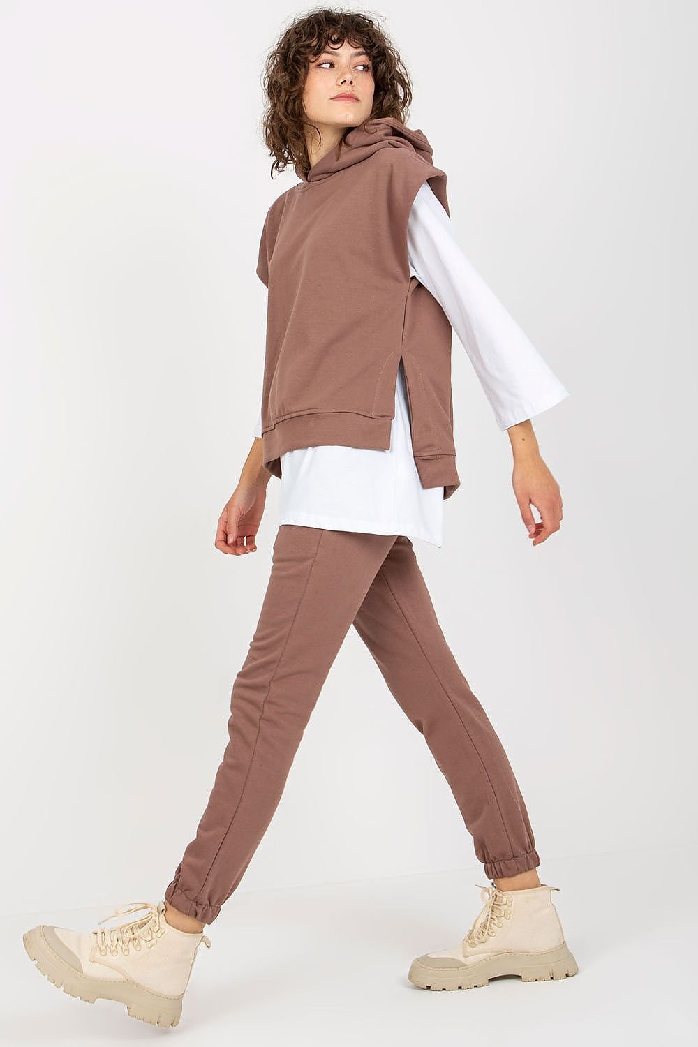Ex Moda Loungewear Set with Blouse, Hooded Sweatshirt, and Tie-Waist Pants