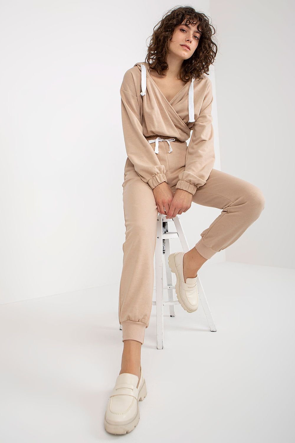 Ex Moda Loungewear Set with Hooded Sweatshirt and Long Pants