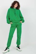 Ex Moda Loungewear Set with Hooded Sweatshirt and Pants green one-size-fits-all