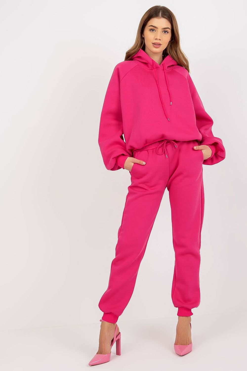 Ex Moda Loungewear Set with Hooded Sweatshirt and Pants pink one-size-fits-all