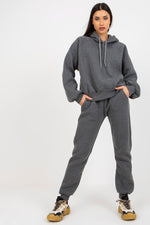 Ex Moda Loungewear Set with Hooded Sweatshirt and Pants grey one-size-fits-all
