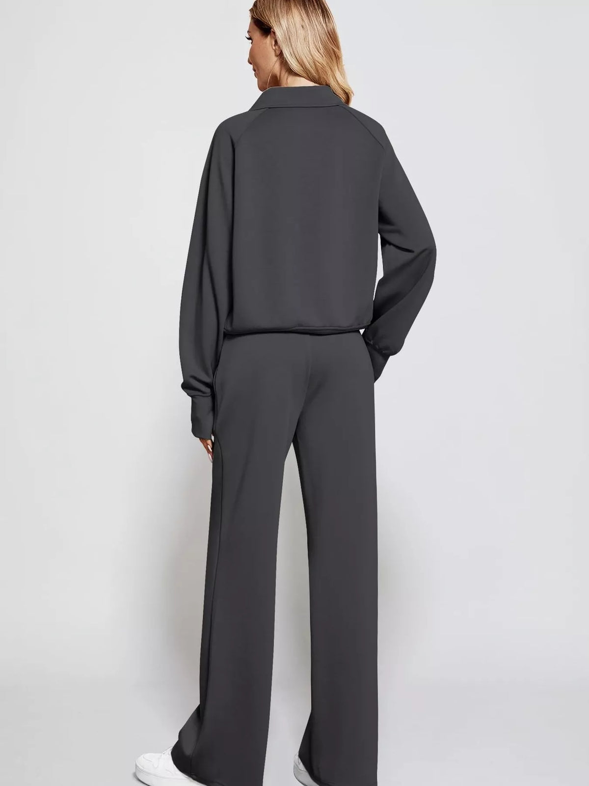 Half-Zip Sweatshirt and Wide-Leg Pants Two-piece Loungewear Set