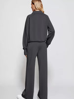 Half-Zip Sweatshirt and Wide-Leg Pants Two-piece Loungewear Set
