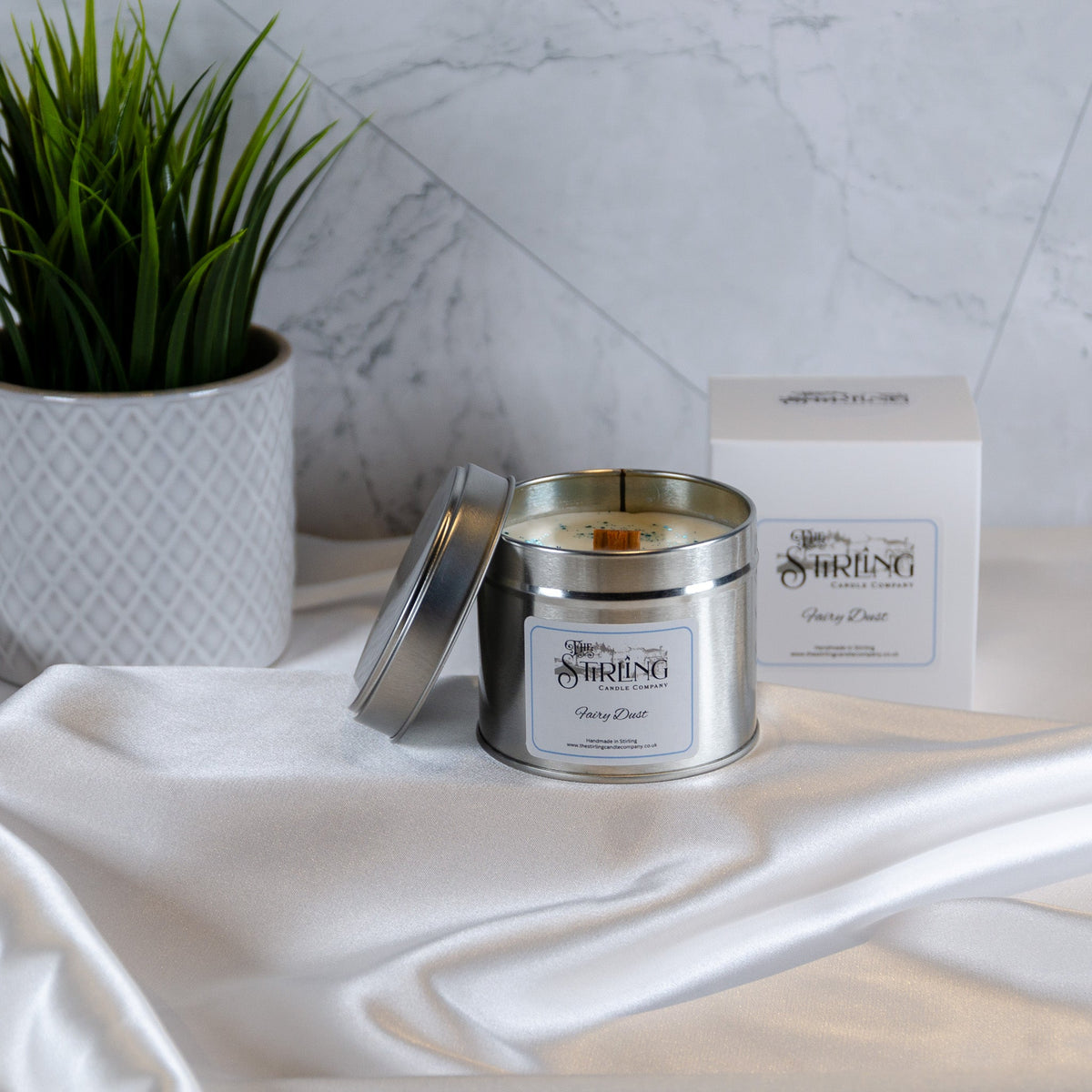 The Stirling Candle Company Fairy Dust - Travel Tin Candle - Wooden Wick