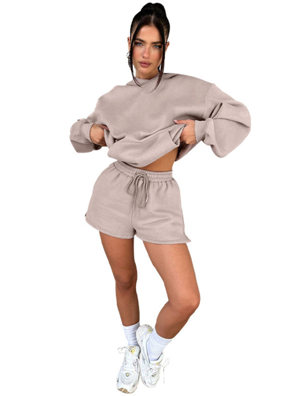 Fashion Loose Colour Sweatshirt Shorts & Top Loungewear Set