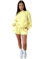 Fashion Loose Colour Sweatshirt Shorts & Top Loungewear Set