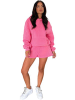 Fashion Loose Colour Sweatshirt Shorts & Top Loungewear Set