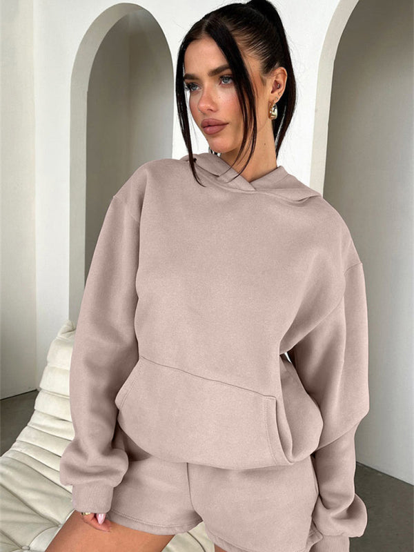 Fashion Loose Colour Sweatshirt Shorts & Top Loungewear Set