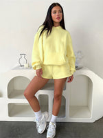Fashion Loose Colour Sweatshirt Shorts & Top Loungewear Set
