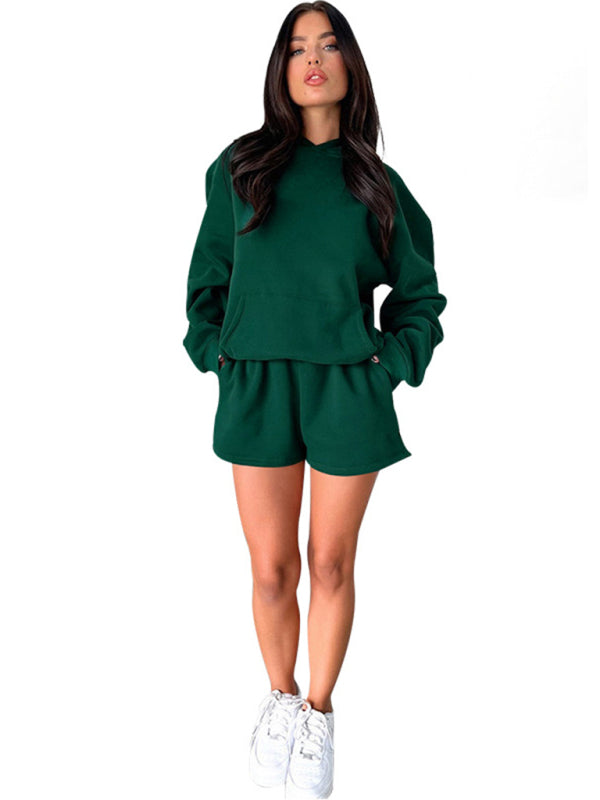 Fashion Loose Colour Sweatshirt Shorts & Top Loungewear Set