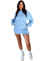 Fashion Loose Colour Sweatshirt Shorts & Top Loungewear Set