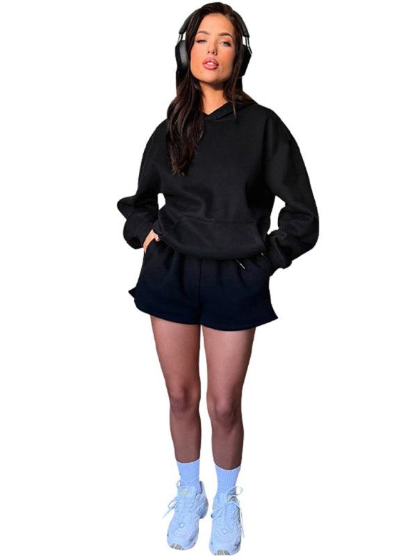 Fashion Loose Colour Sweatshirt Shorts & Top Loungewear Set
