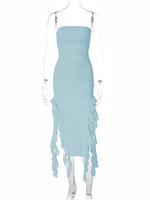 Fashion Sexy Tube Irregular Hem Dress