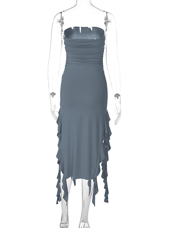 Fashion Sexy Tube Irregular Hem Dress